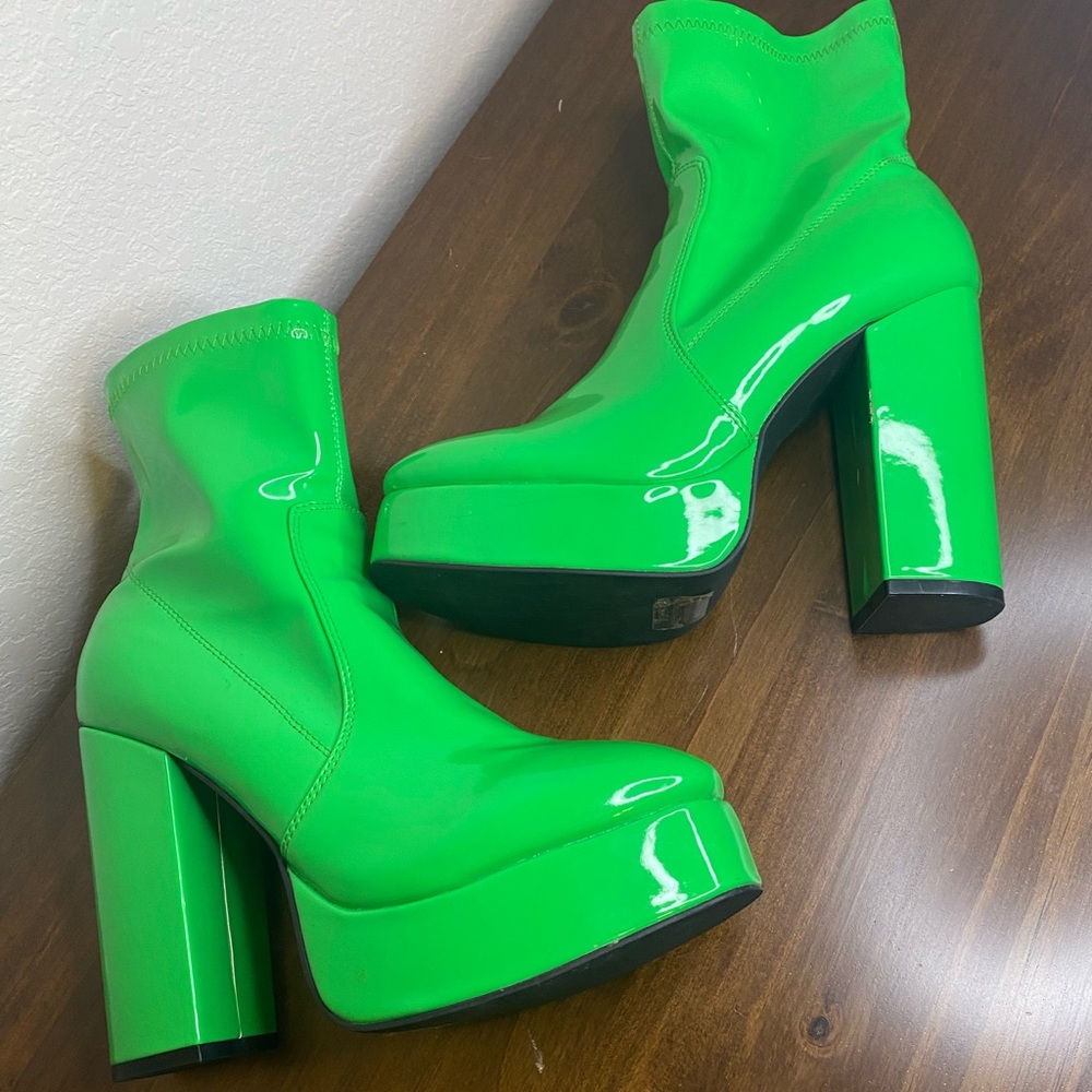 Dolls Kill Current Mood WOMENS PLATFORM SHOES SIZE 9, NEON GREEN CHUNKY HEELS - Picture 4 of 10